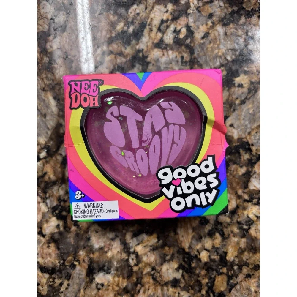 NeeDoh Good Vibes Only Glitter Heart Nee Doh Pink